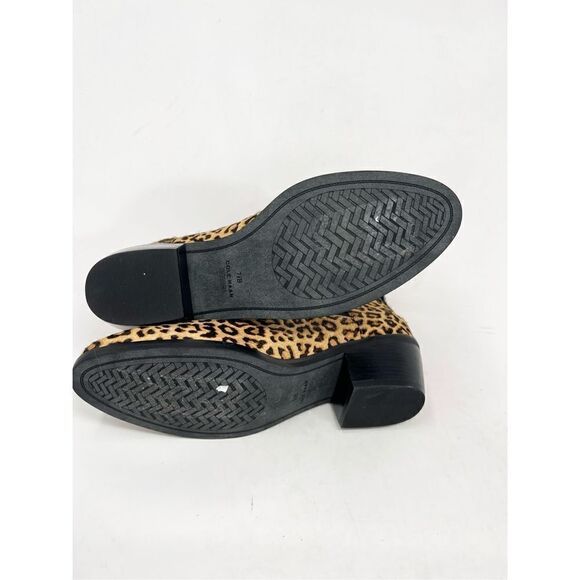 Cole Haan Chelsea Booties Women's 7.5B Calf Hair Leopard Print Ankle Almond Toe - Picture 7 of 11